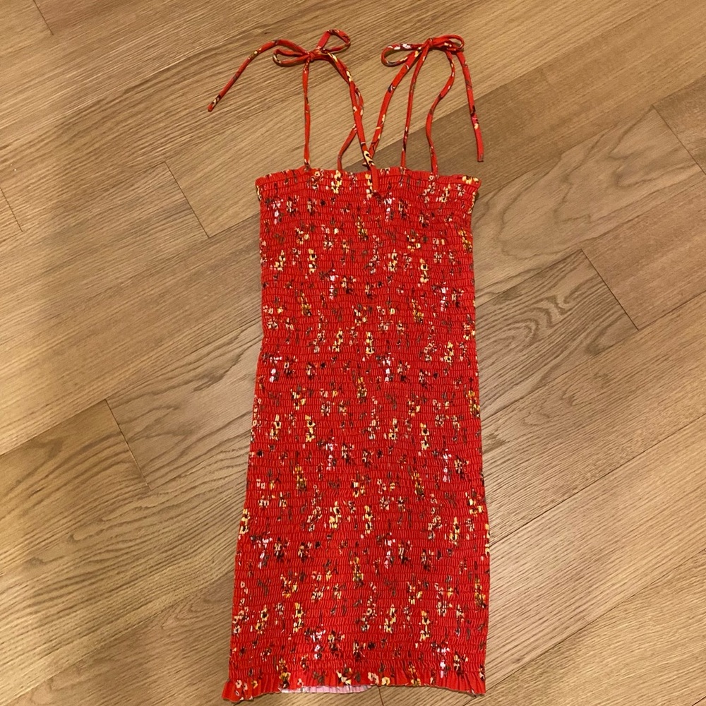 Red- orange stretchy mini dress